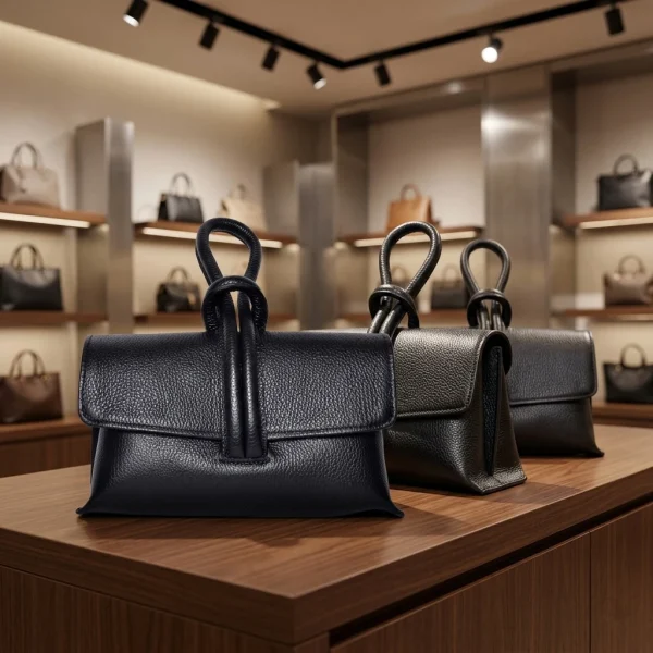 Lederen schoudertas met Lus handvat zwart - Deliceto