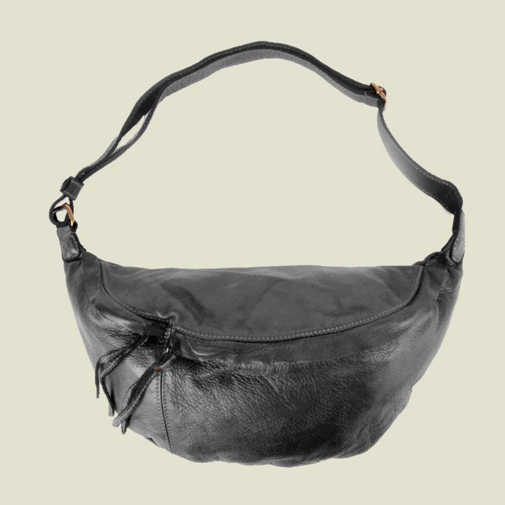 crossbody XL model echt leer zwart - Caorle