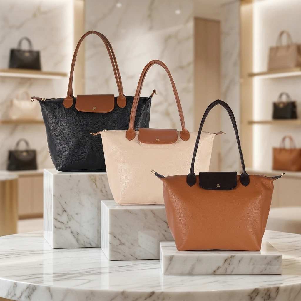 Lederen Shopper Castignano – 3 maal zwart bruin beige
