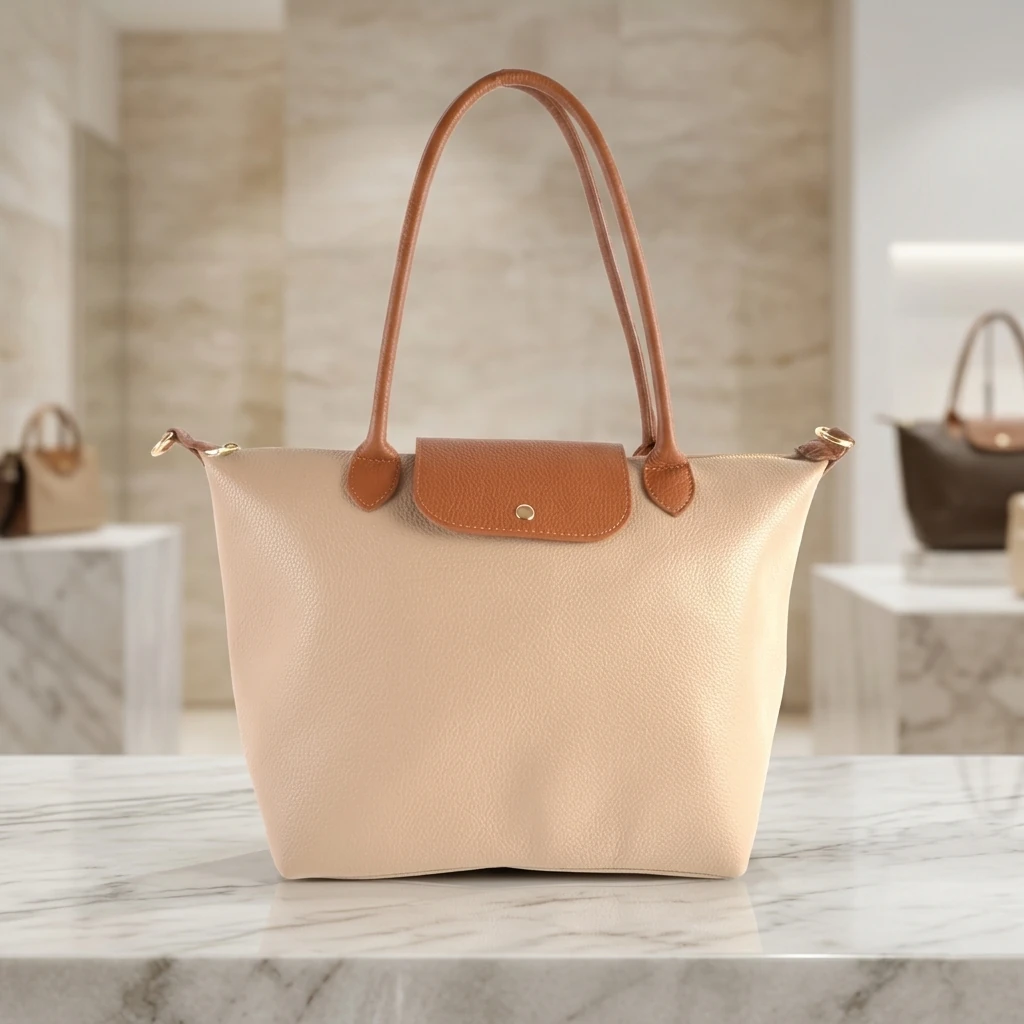 Lederen Shopper Castignano –Beige
