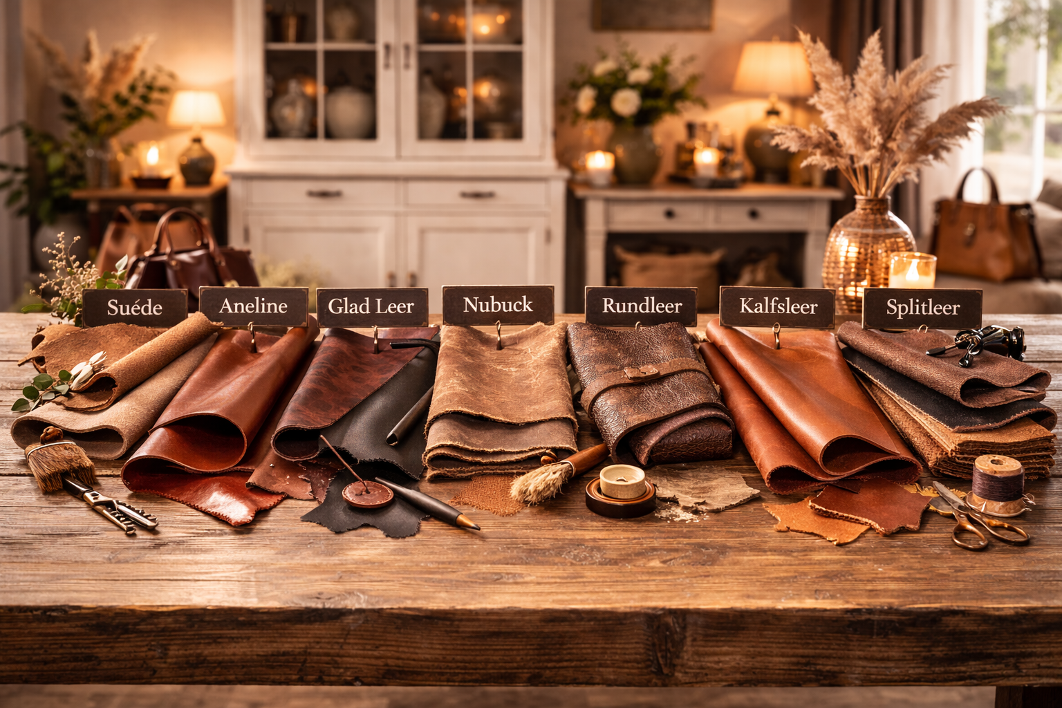 Leerssoorten Roos Cadeaus - Klassieke lederen tassen - Leer soorten