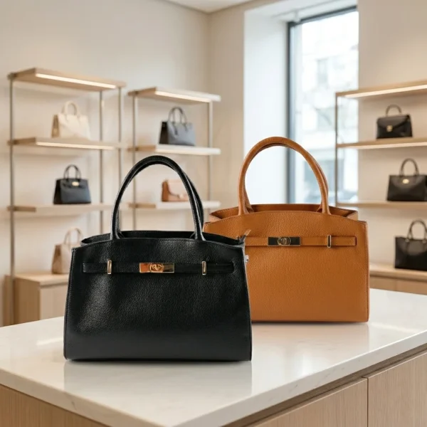 Vera Pelle Dames Handtas – Bari zwart en camel